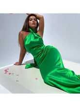 Load image into Gallery viewer, Satin Backless Maxi Dress Gown Halter Sleeveless Backless Bodycon Long Dresses LoveAdora