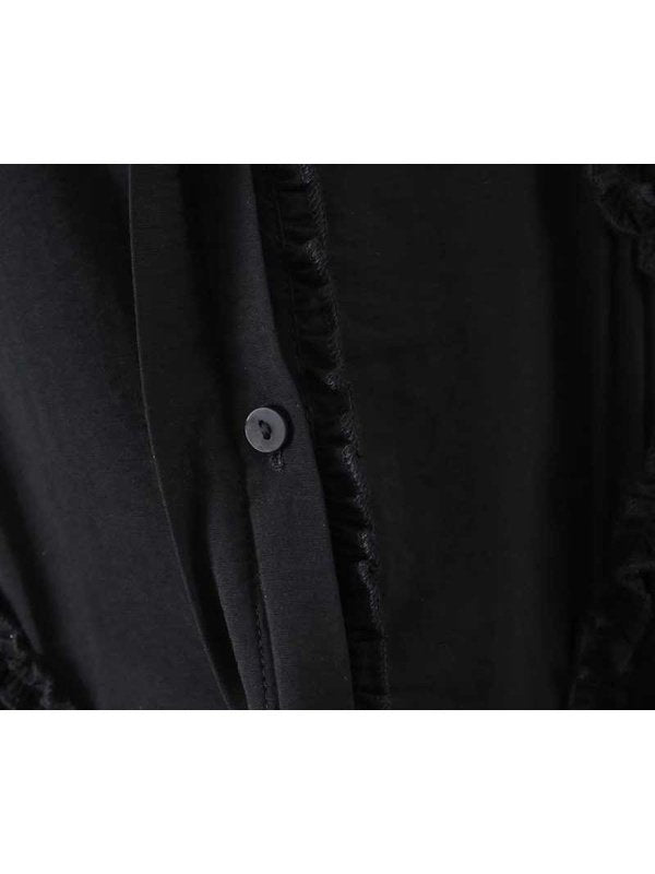 Long Sleeve Black Dress Ruffled Belted Mini Elegant Dress Dresses LoveAdora