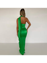 Load image into Gallery viewer, Satin Backless Maxi Dress Gown Halter Sleeveless Backless Bodycon Long Dresses LoveAdora