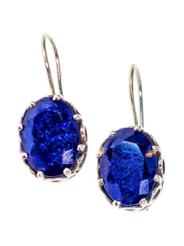 Scrollwork & Lapis Lazuli Gemstone Earrings Earrings LoveAdora
