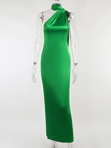 Satin Backless Maxi Dress Gown Halter Sleeveless Backless Bodycon Long Dresses LoveAdora