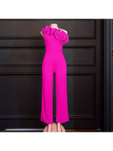 Load image into Gallery viewer, One Shoulder Rose Ruffles High Waisted Work Overalls Jumpsuits &amp; Rompers LoveAdora