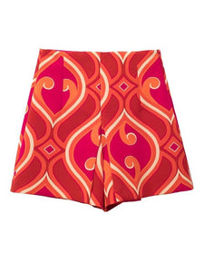 Geometric Crop Top Print High Waist Shorts Pleated Bermuda Shorts Matching Sets LoveAdora