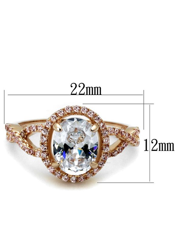 TS489 - Rose Gold 925 Sterling Silver Ring with AAA Grade CZ in Clear Jewelry & Watches LoveAdora