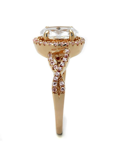 TS489 - Rose Gold 925 Sterling Silver Ring with AAA Grade CZ in Clear Jewelry & Watches LoveAdora