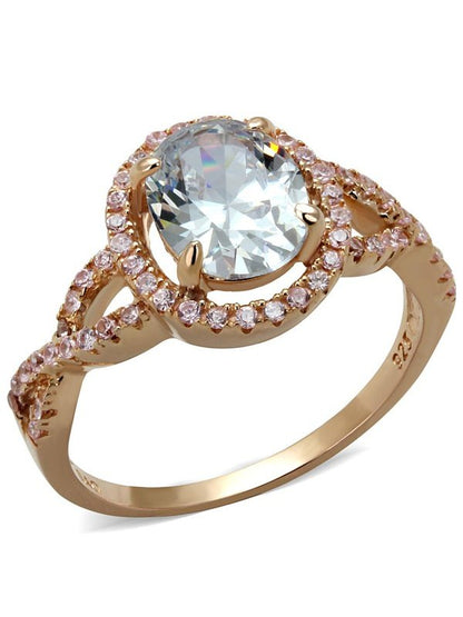 TS489 - Rose Gold 925 Sterling Silver Ring with AAA Grade CZ in Clear Jewelry & Watches LoveAdora