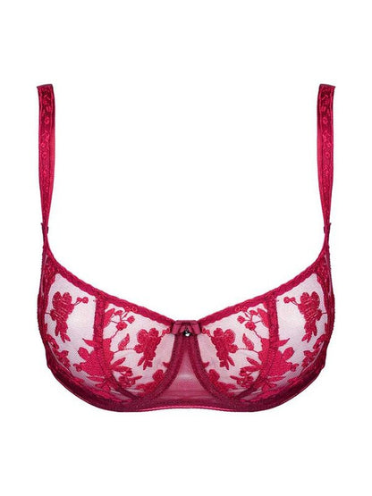 Sexy Sheer Lace Balconette Bra Tango Red Balconette Bra LoveAdora