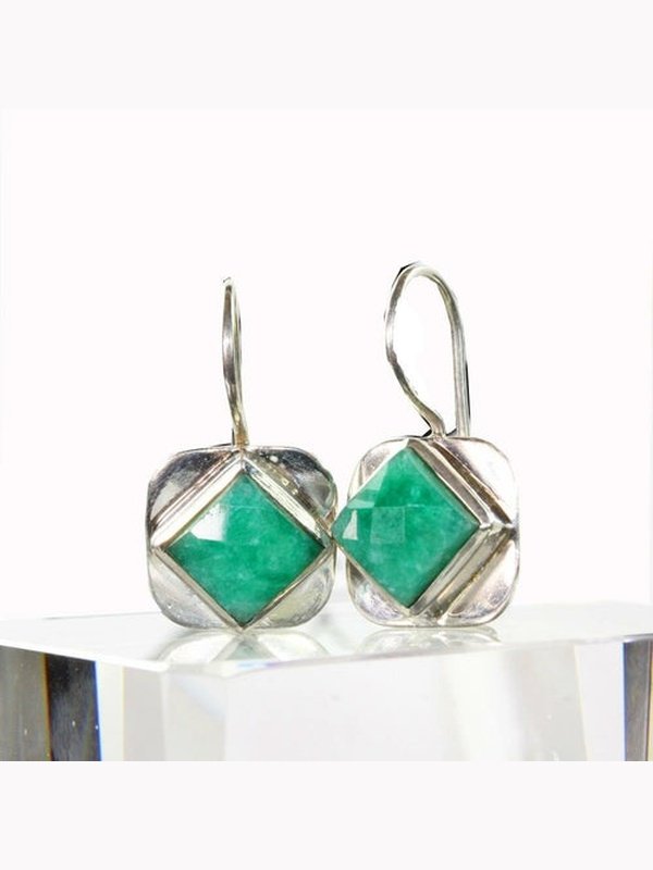 Turquoise Square Cut Hook Earrings Earrings LoveAdora