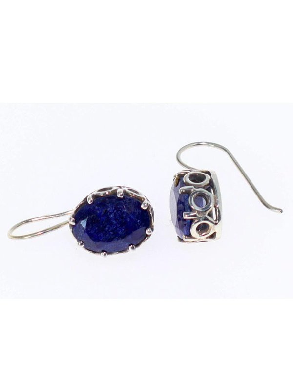 Scrollwork & Lapis Lazuli Gemstone Earrings Earrings LoveAdora
