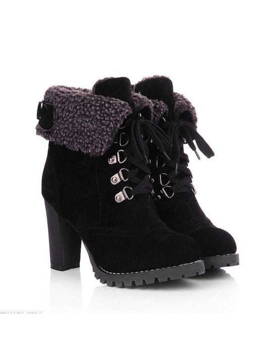 Winter Lace-Up High Thick Short Boots Shoes Women Boots LoveAdora