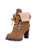 Load image into Gallery viewer, Winter Lace-Up High Thick Short Boots Shoes Women Boots LoveAdora