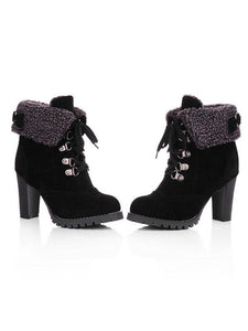 Winter Lace-Up High Thick Short Boots Shoes Women Boots LoveAdora