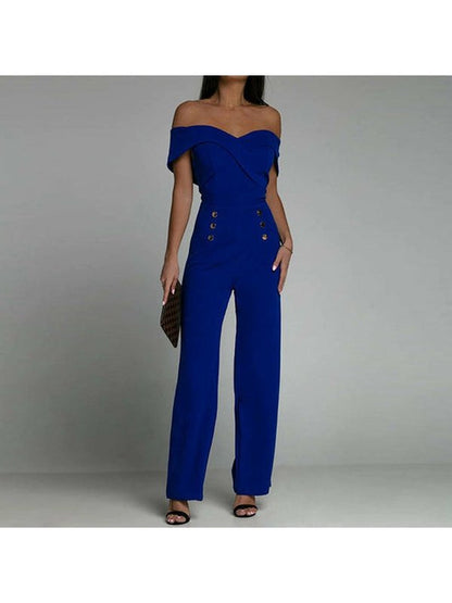 Women Off Shoulder Elegant Party Jumpsuit Chic Slim Work Overalls Jumpsuits & Rompers LoveAdora