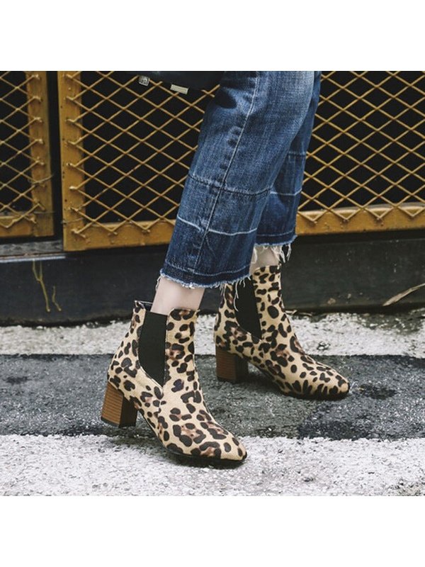Women's Snow Boots Leopard-Printed Shoes Fashion Boots LoveAdora