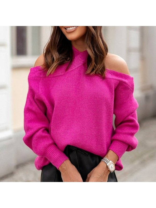 Strapless Halter Knit Pullovers Sweaters & Hoodies LoveAdora