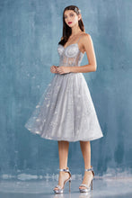 Load image into Gallery viewer, Constellation Corset Tulle A-Line Sheer Bodice Midi Cocktail Dress CDA0823-2