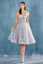 Load image into Gallery viewer, Constellation Corset Tulle A-Line Sheer Bodice Midi Cocktail Dress CDA0823-4