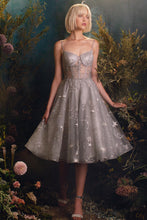 Load image into Gallery viewer, Constellation Corset Tulle A-Line Sheer Bodice Midi Cocktail Dress CDA0823-0