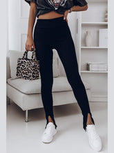 Load image into Gallery viewer, High Waist Ribbed Slit Leggings Pants LoveAdora
