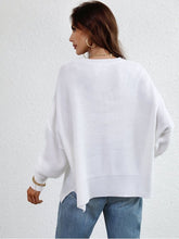 Load image into Gallery viewer, Exposed Seam Dropped Shoulder Slit Sweater Sweaters, Pullovers, Jumpers, Turtlenecks, Boleros, Shrugs LoveAdora