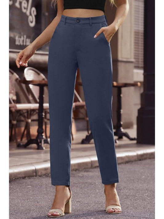 Ankle-Length Straight Leg Pants with Pockets Pants LoveAdora