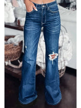 Load image into Gallery viewer, Asymmetrical Open Knee Distressed Flare Jeans Denim Jeans LoveAdora