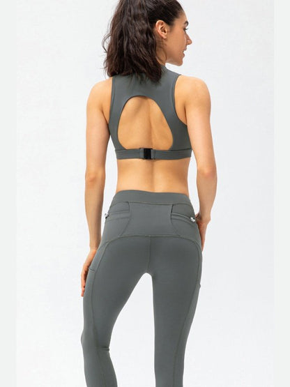 Drawstring Exposed Seam Sports Leggings Activewear LoveAdora