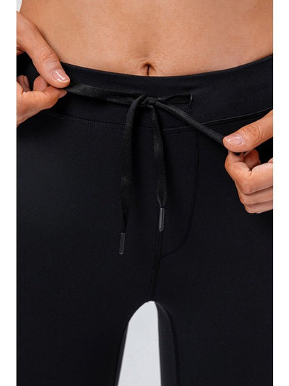 Drawstring Sports Leggings with Side Pockets Activewear LoveAdora