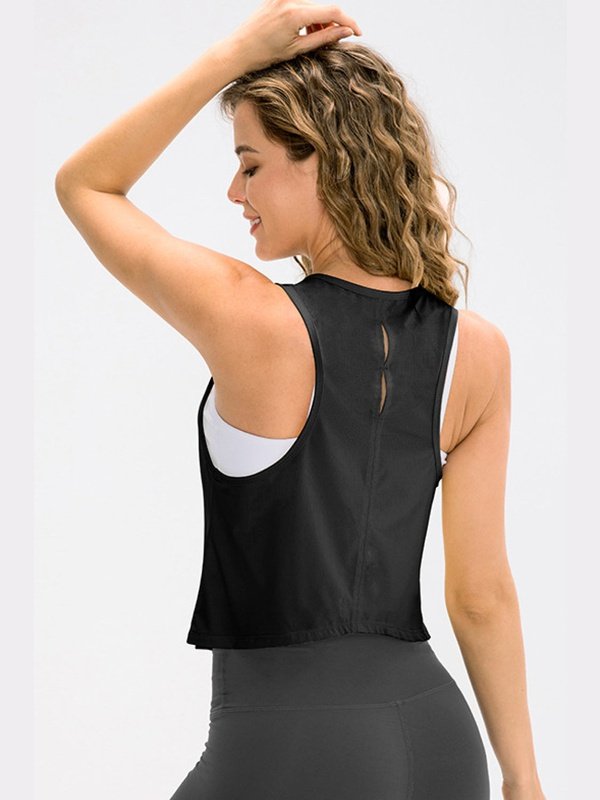 Breathable Mesh Cropped Athletic Tank Activewear LoveAdora