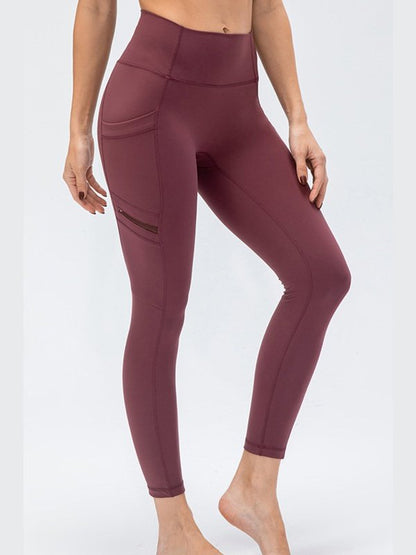 High Waist Exposed Seam Leggings with Zipper Pockets Activewear LoveAdora