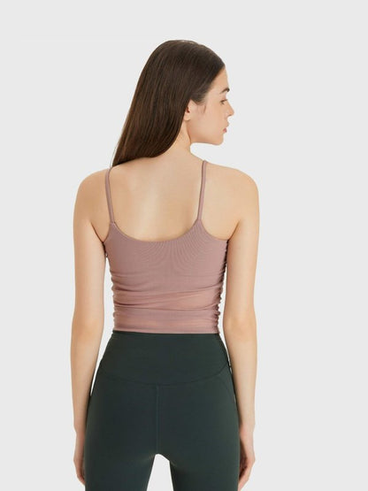 Ruched V-Neck Cropped Sports Cami Activewear LoveAdora