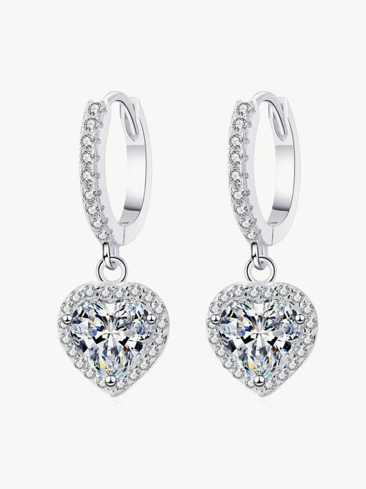 Moissanite Heart-Shaped Drop Earrings Earrings LoveAdora