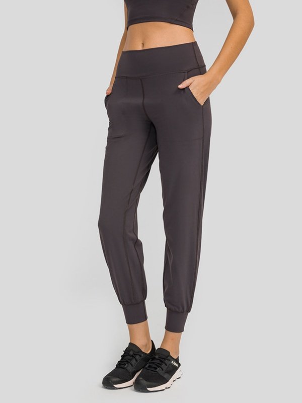 Wide Waistband Slant Pocket Pants Activewear LoveAdora