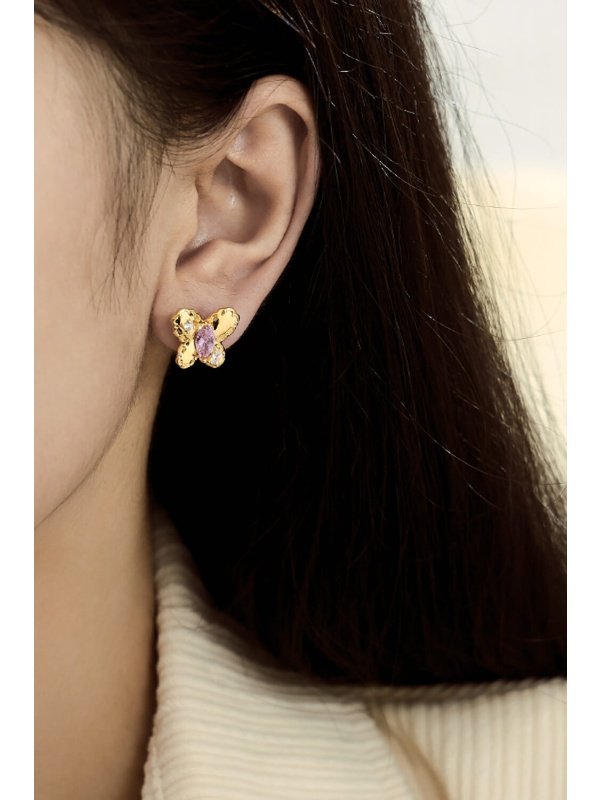 Cubic Zirconia Butterfly Stud Earrings Earrings LoveAdora