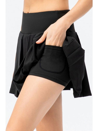 Plaid Pleated Athletic Skort with Pockets Activewear LoveAdora