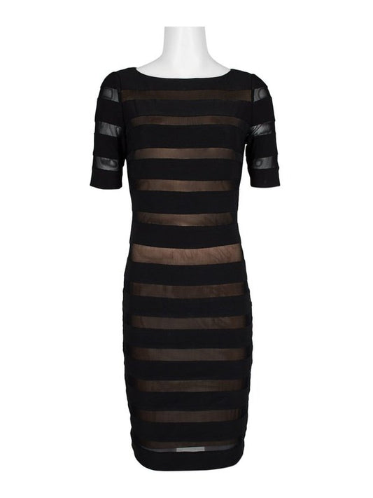 Adrianna Papell Banded Black & Sheer Dress