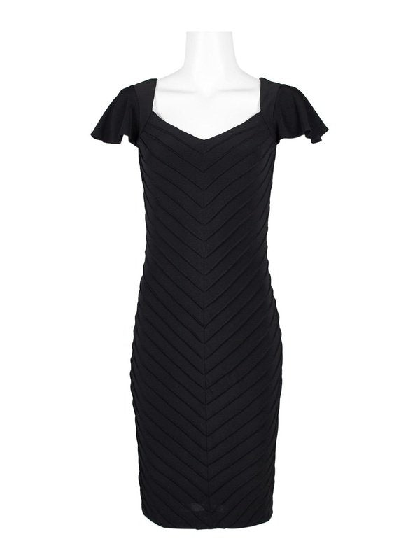 Adrianna Papell Day V-Neck Cap Sleeve Piping Deatil Bodycon Zipper Dresses LoveAdora