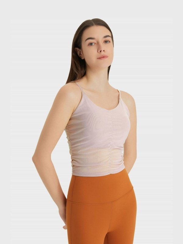 Ruched V-Neck Cropped Sports Cami