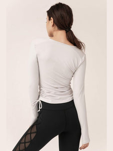 Half-Zip Drawstring Long Sleeve Sports Top Activewear LoveAdora