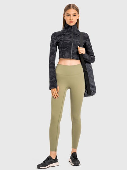 Zip Front Cropped Sports Jacket Activewear LoveAdora