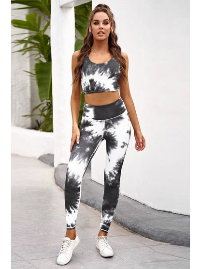 Tie-dye Crop Top and Leggings Set Activewear LoveAdora