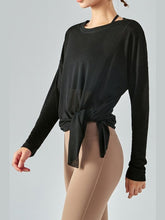 Load image into Gallery viewer, Round Neck Slit Sheer Tunic Sports Top Activewear LoveAdora