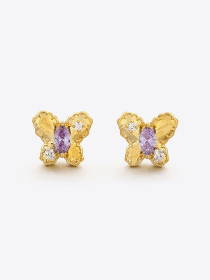 Cubic Zirconia Butterfly Stud Earrings Earrings LoveAdora