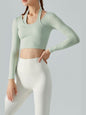 Halter Neck Long Sleeve Cropped Sports Top Activewear LoveAdora