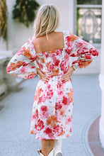 Load image into Gallery viewer, Floral Smocked Square Neck Long Sleeve Dress