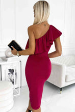 Load image into Gallery viewer, One-Shoulder Slit Bodycon Dress