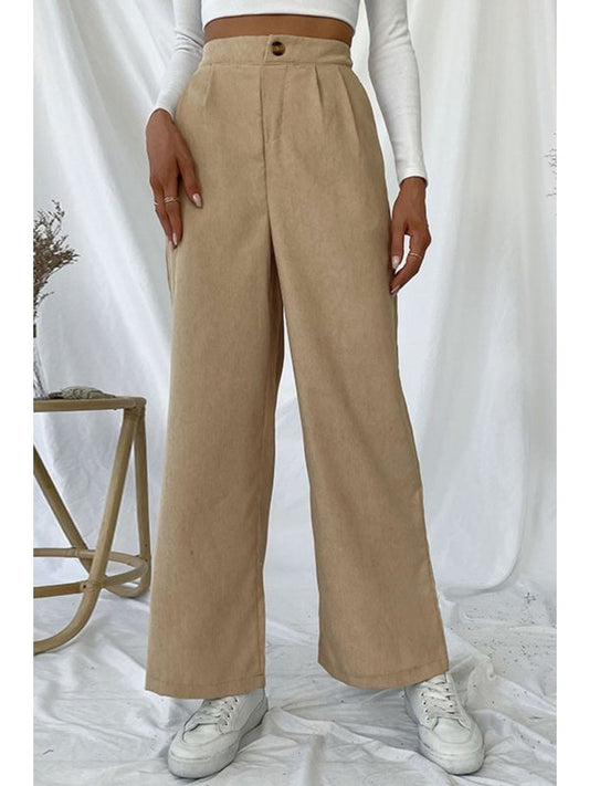 Pleated Wide Leg Pants with Pockets Pants LoveAdora