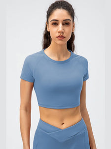 Cropped Raglan Sleeve Yoga Top Activewear LoveAdora