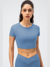 Load image into Gallery viewer, Cropped Raglan Sleeve Yoga Top Activewear LoveAdora