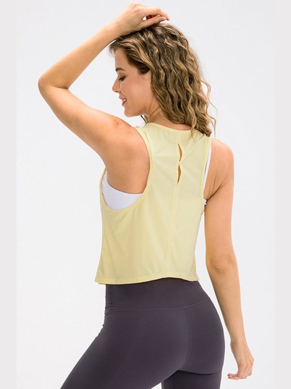 Breathable Mesh Cropped Athletic Tank Activewear LoveAdora